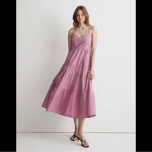 Madewell Pink Sidonie Poplin Tiered Maxi Dress NWOT medium